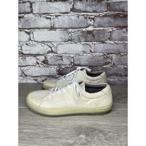 Massimo Dutti White Leather Snake Skin Embossed Trainers Shoes Women Sz 39EU/8.5